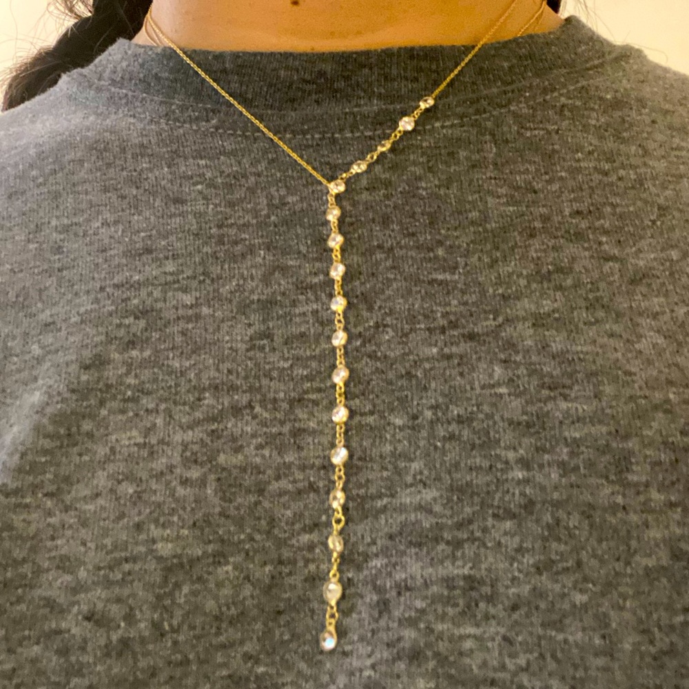 CZ Gold Vermeil “Y” shaped lariat necklace